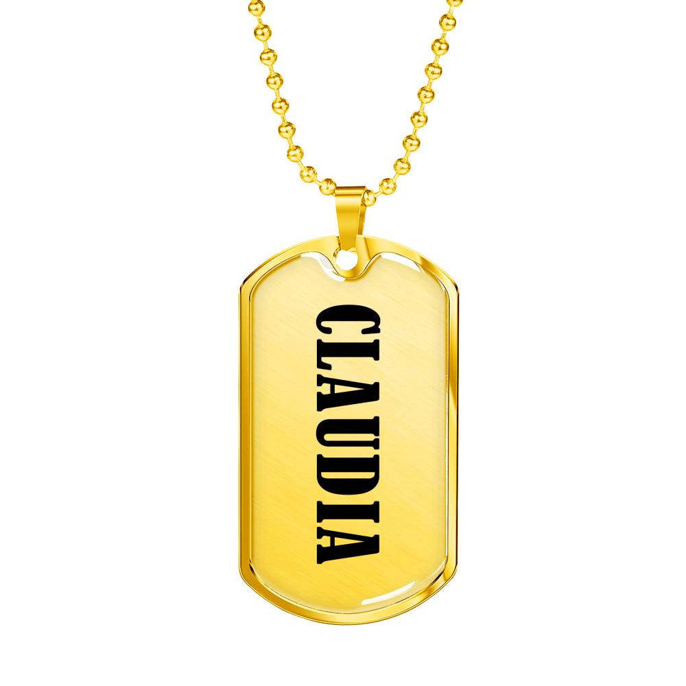 Claudia v01 - 18k Gold Finished Luxury Dog Tag Necklace