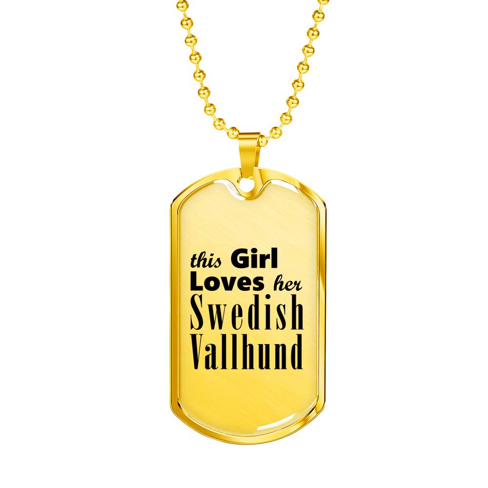 Swedish Vallhund - 18k Gold Finished Luxury Dog Tag Necklace