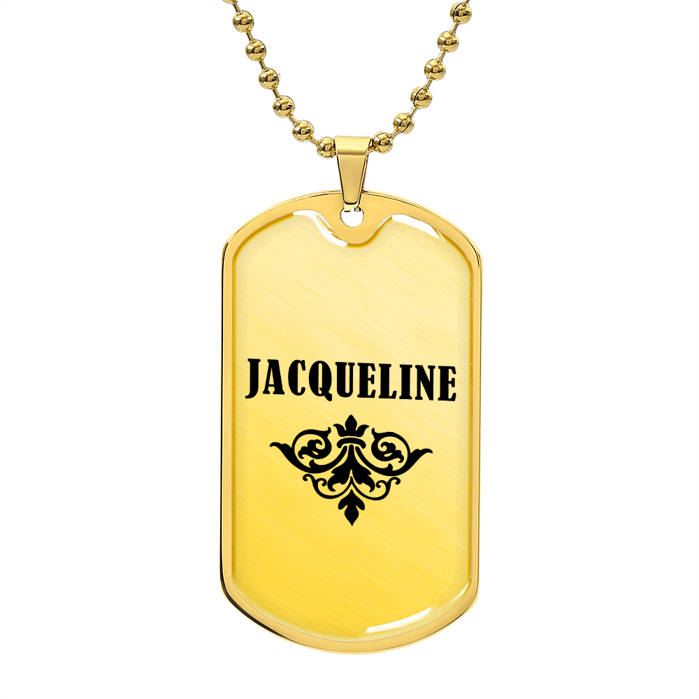 Jacqueline v01a - 18k Gold Finished Luxury Dog Tag Necklace
