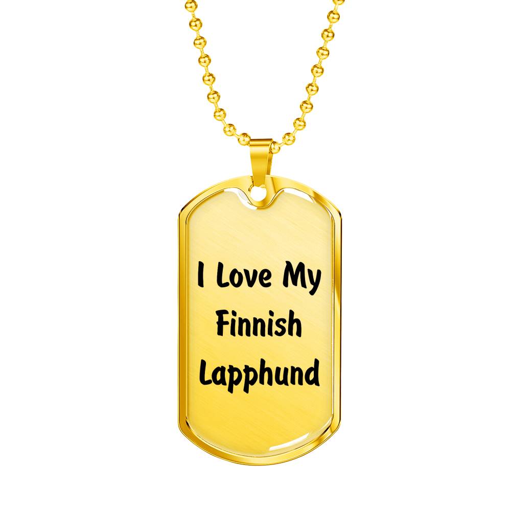 Love My Finnish Lapphund v4 - 18k Gold Finished Luxury Dog Tag Necklace