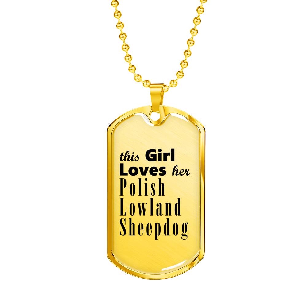 Polish Lowland Sheepdog - 18k Gold Finished Luxury Dog Tag Necklace