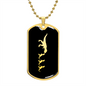 Mama Dinosaur With 3 Hatchlings v2 - 18k Gold Finished Luxury Dog Tag Necklace