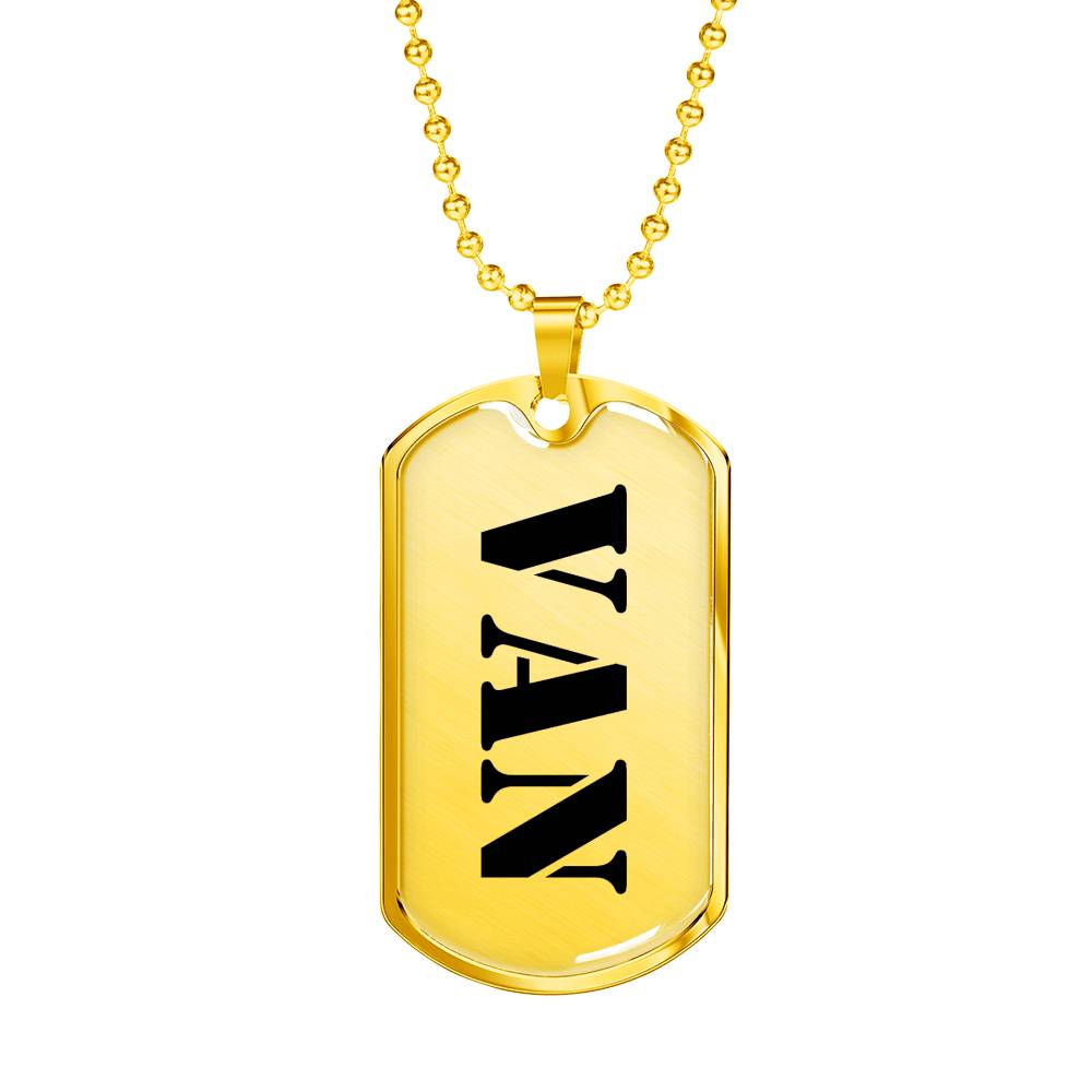 Van - 18k Gold Finished Luxury Dog Tag Necklace
