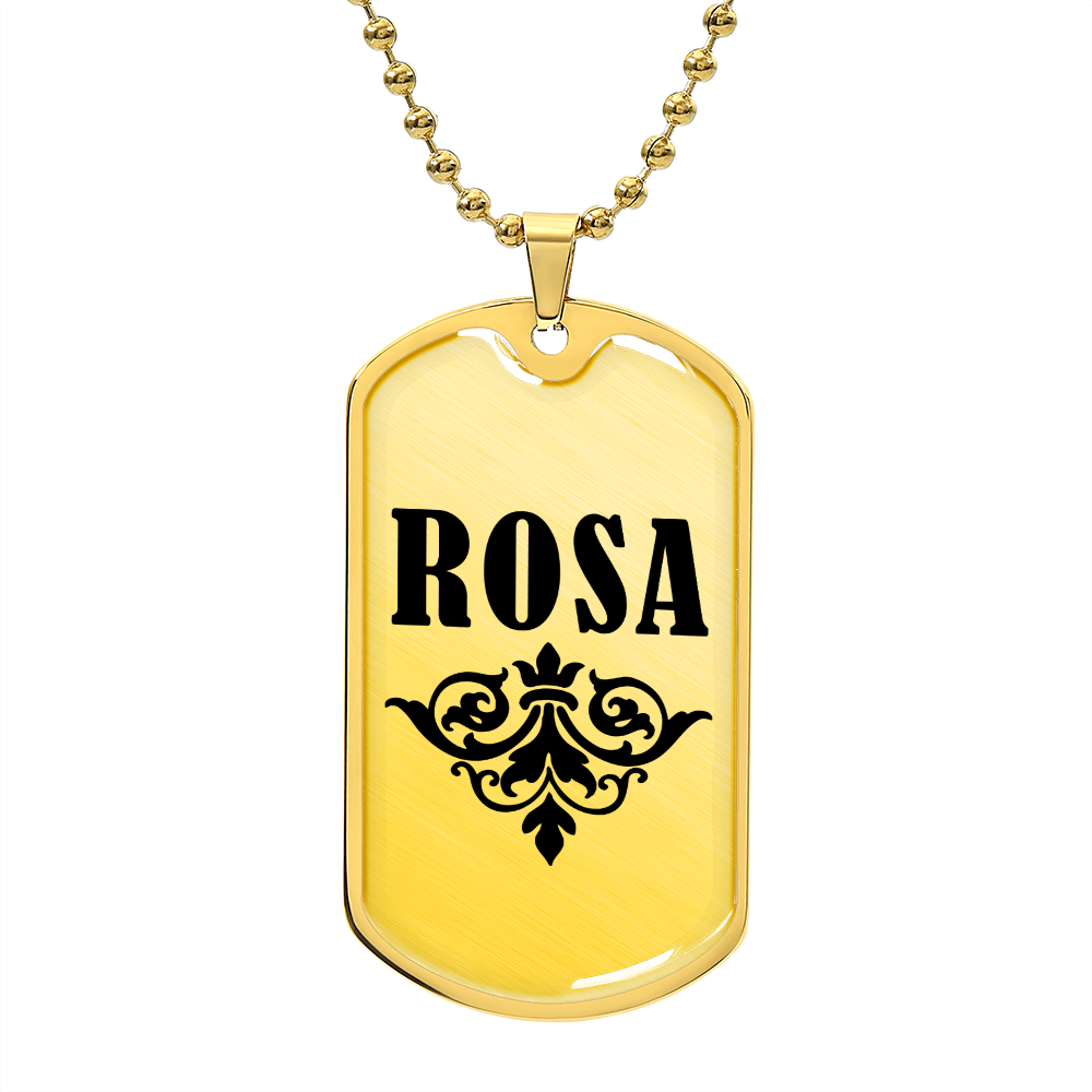 Rosa v01a - 18k Gold Finished Luxury Dog Tag Necklace