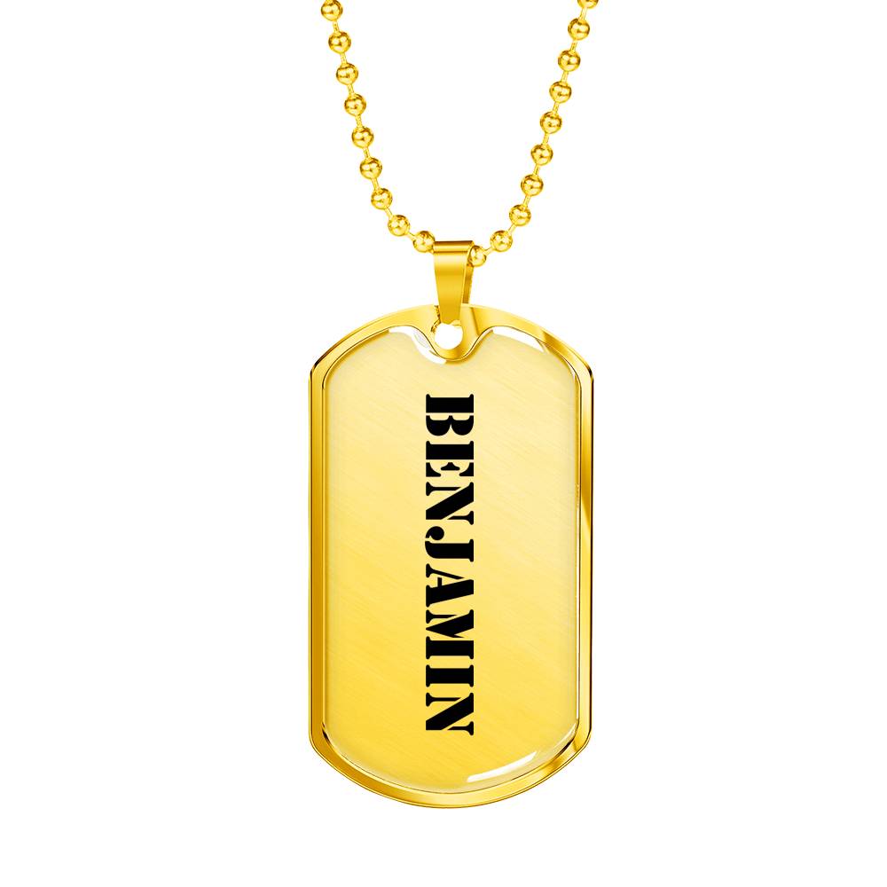 Benjamin - 18k Gold Finished Luxury Dog Tag Necklace