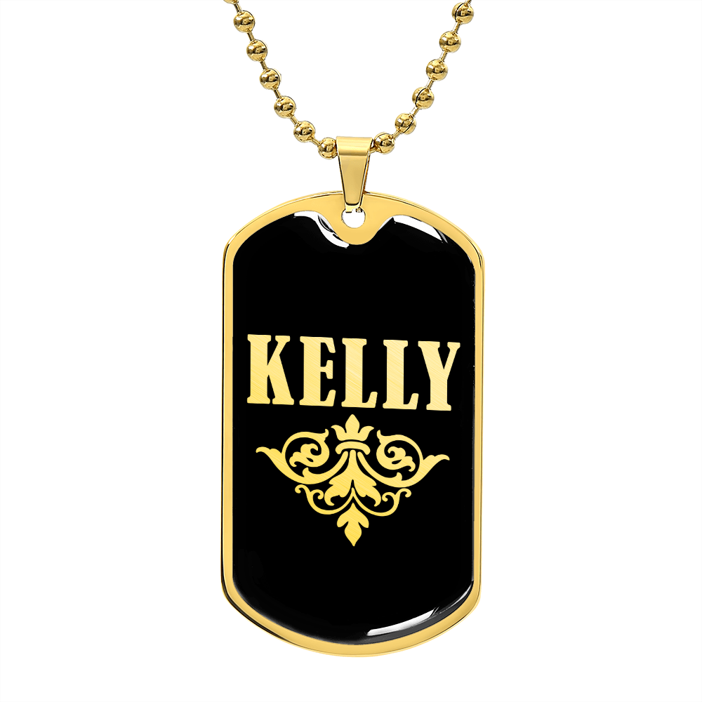 Kelly v02a - 18k Gold Finished Luxury Dog Tag Necklace