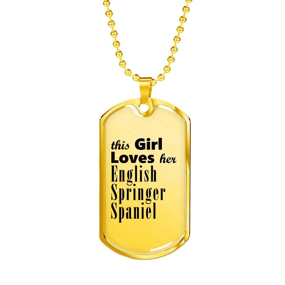 English Springer Spaniel - 18k Gold Finished Luxury Dog Tag Necklace