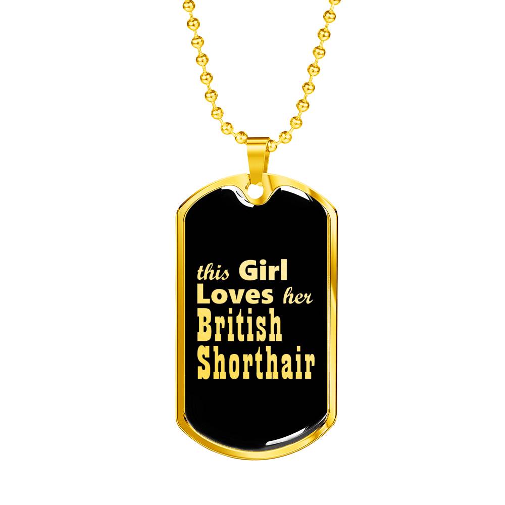 British Shorthair v2 - 18k Gold Finished Luxury Dog Tag Necklace