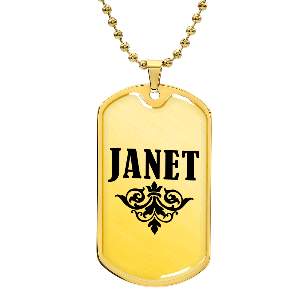 Janet v01a - 18k Gold Finished Luxury Dog Tag Necklace