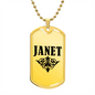 Janet v01a - 18k Gold Finished Luxury Dog Tag Necklace