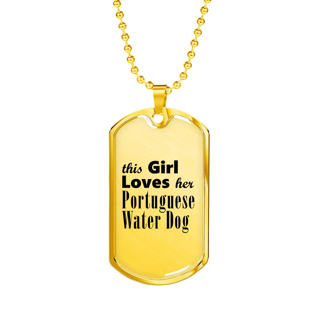 Portuguese Water Dog - 18k Gold Finished Luxury Dog Tag Necklace