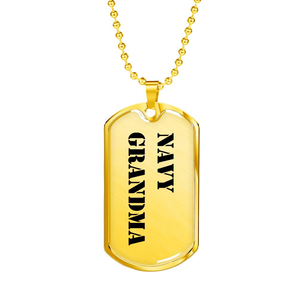 Navy Grandma - 18k Gold Finished Luxury Dog Tag Necklace