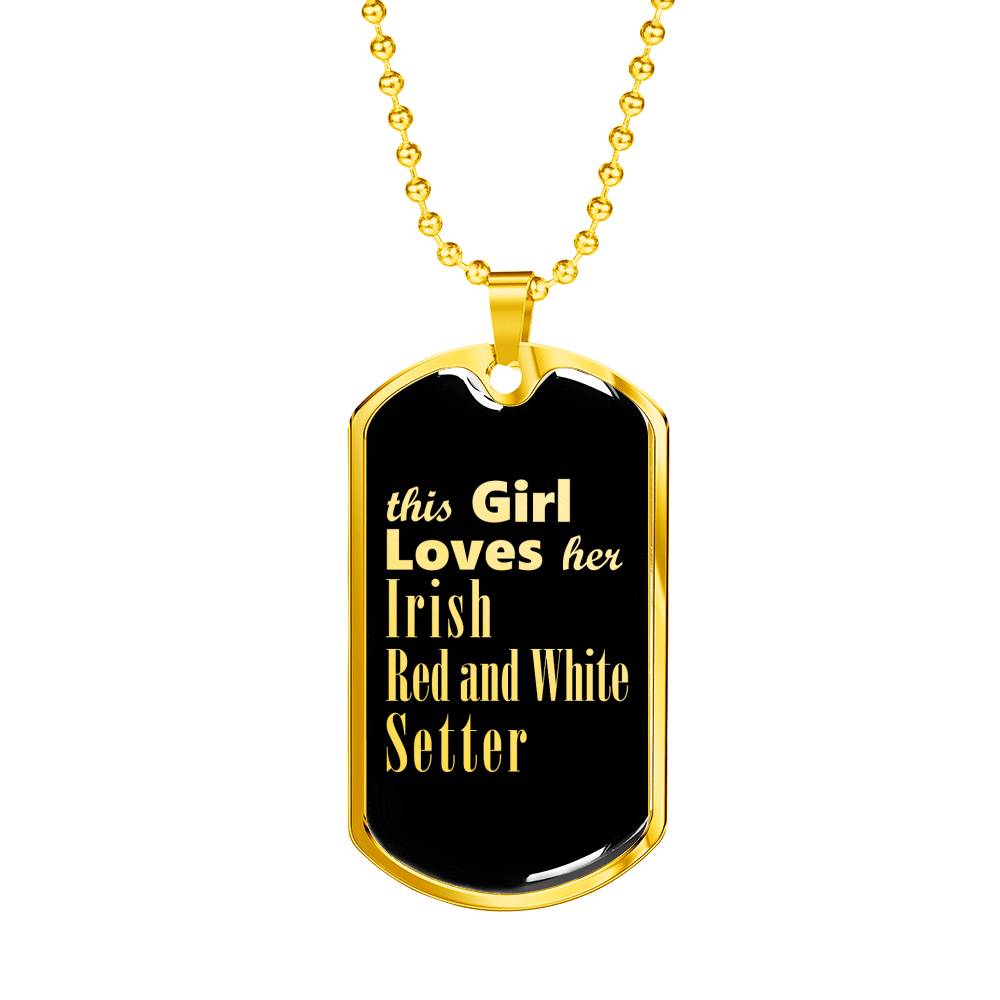 Irish Red and White Setter v2 - 18k Gold Finished Luxury Dog Tag Necklace
