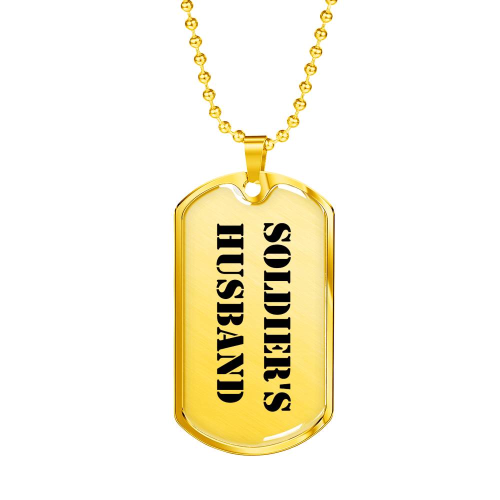 Soldier's Husband - 18k Gold Finished Luxury Dog Tag Necklace
