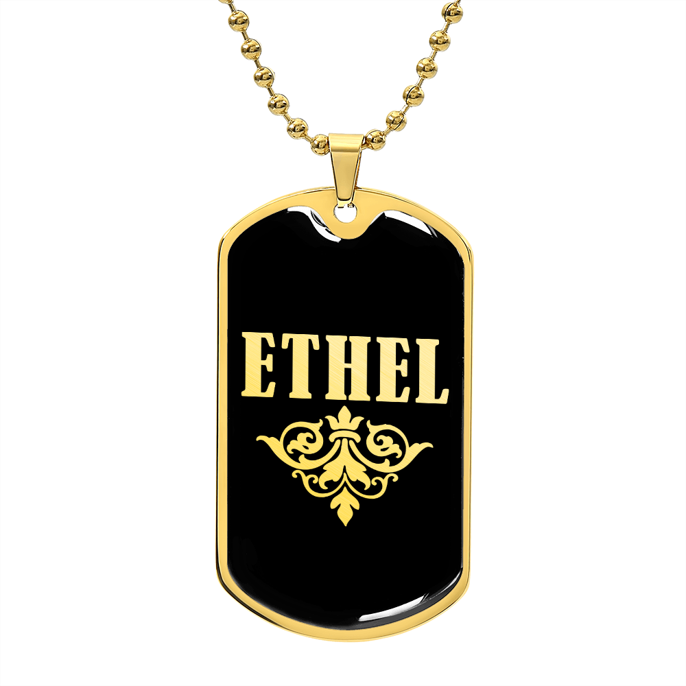 Ethel v02a - 18k Gold Finished Luxury Dog Tag Necklace