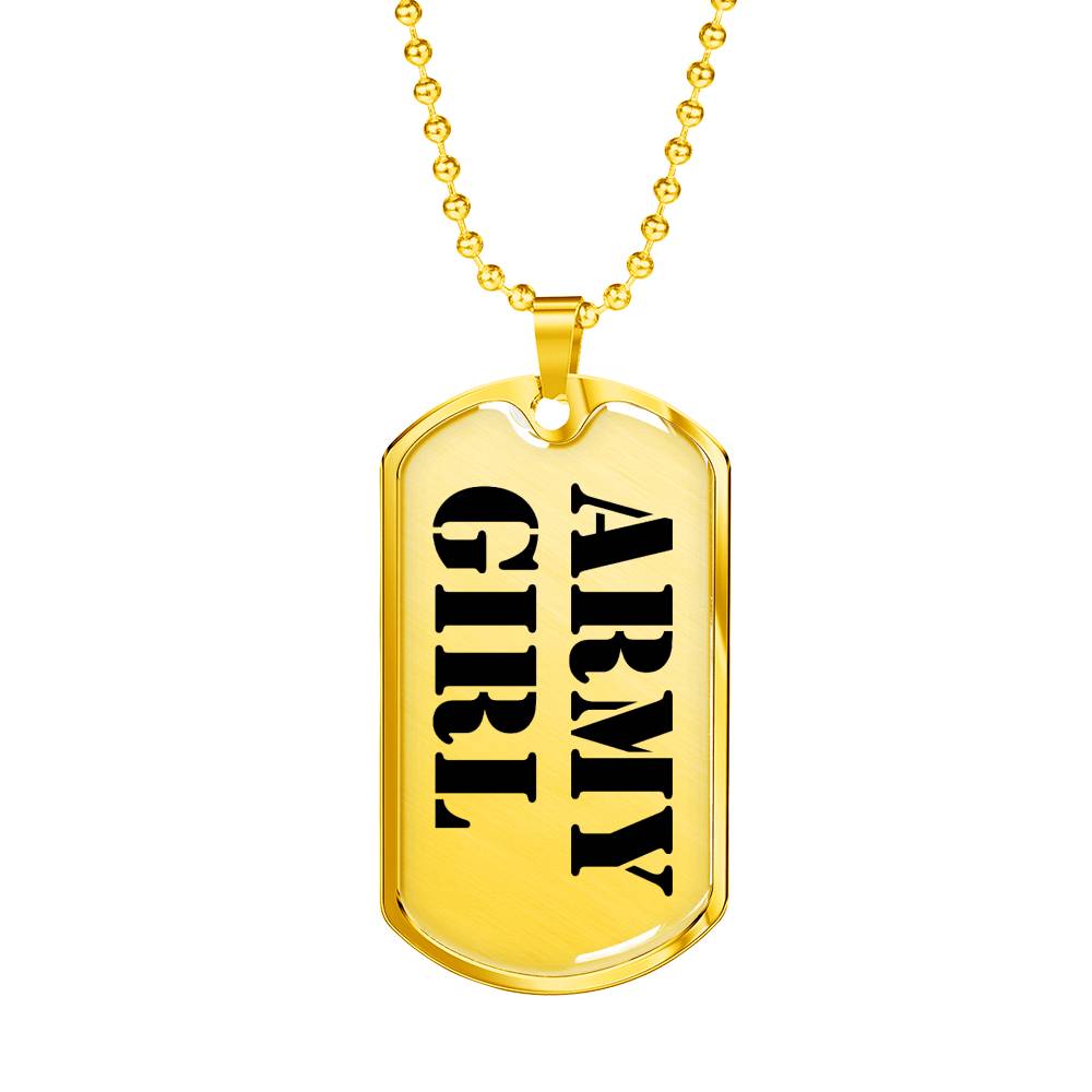 Army Girl - 18k Gold Finished Luxury Dog Tag Necklace