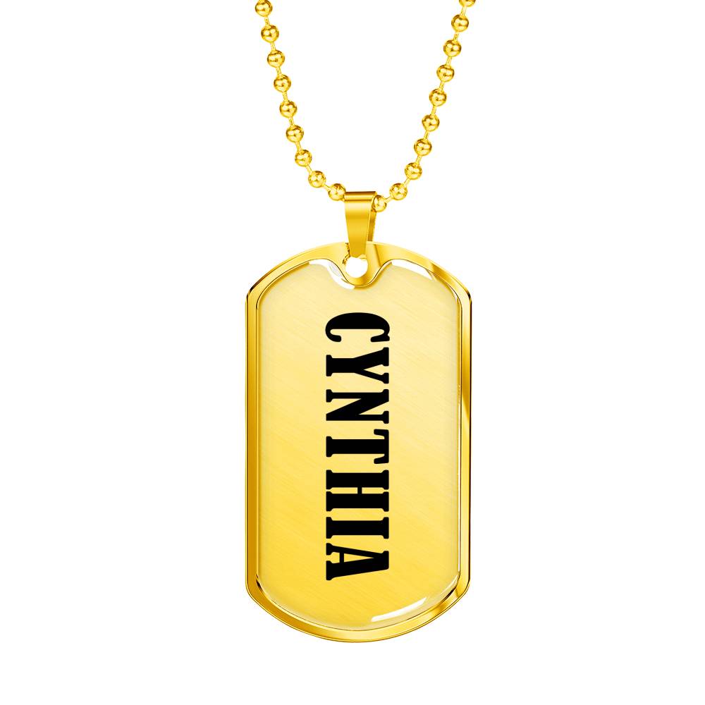 Cynthia v01 - 18k Gold Finished Luxury Dog Tag Necklace