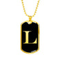 Initial L v2a - 18k Gold Finished Luxury Dog Tag Necklace