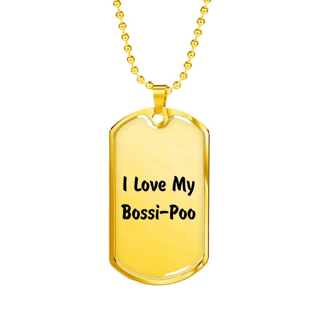 Love My Bossi-Poo v4 - 18k Gold Finished Luxury Dog Tag Necklace