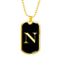 Initial N v2a - 18k Gold Finished Luxury Dog Tag Necklace