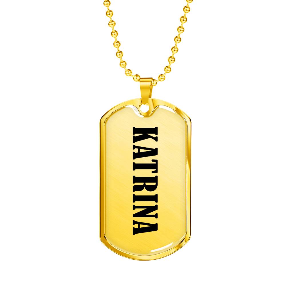 Katrina v01 - 18k Gold Finished Luxury Dog Tag Necklace