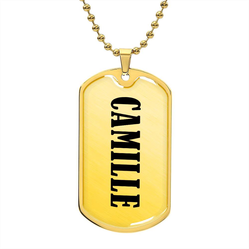 Camille v01 - 18k Gold Finished Luxury Dog Tag Necklace