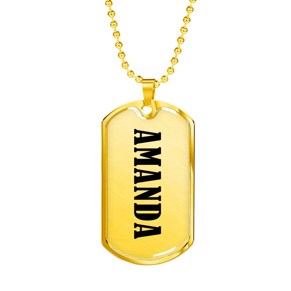 Amanda v01 - 18k Gold Finished Luxury Dog Tag Necklace