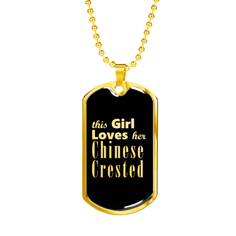Chinese Crested v2 - 18k Gold Finished Luxury Dog Tag Necklace