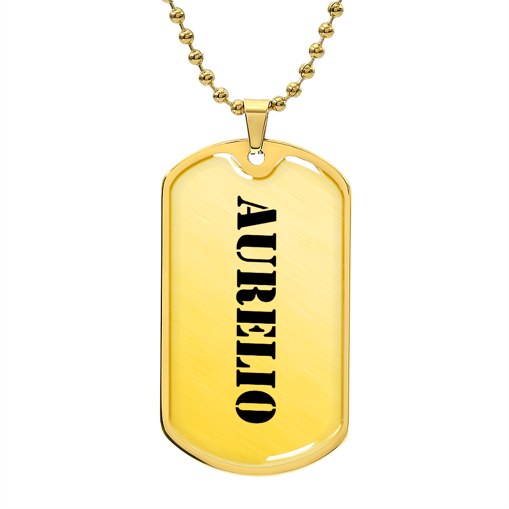 Aurelio - 18k Gold Finished Luxury Dog Tag Necklace