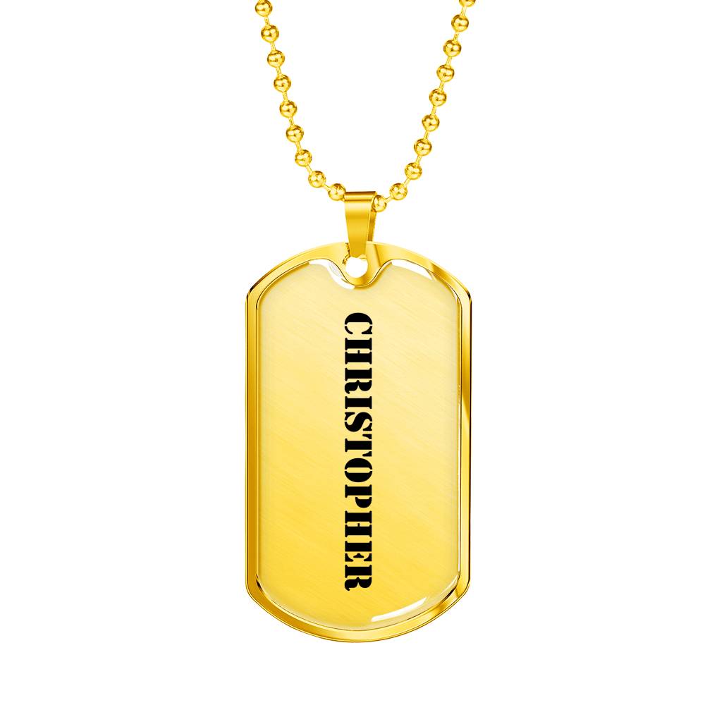 Christopher - 18k Gold Finished Luxury Dog Tag Necklace