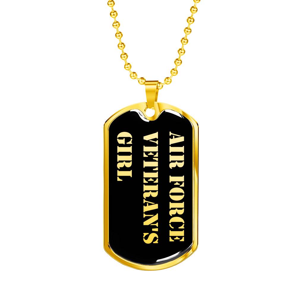 Air Force Veteran's Girl v2 - 18k Gold Finished Luxury Dog Tag Necklace
