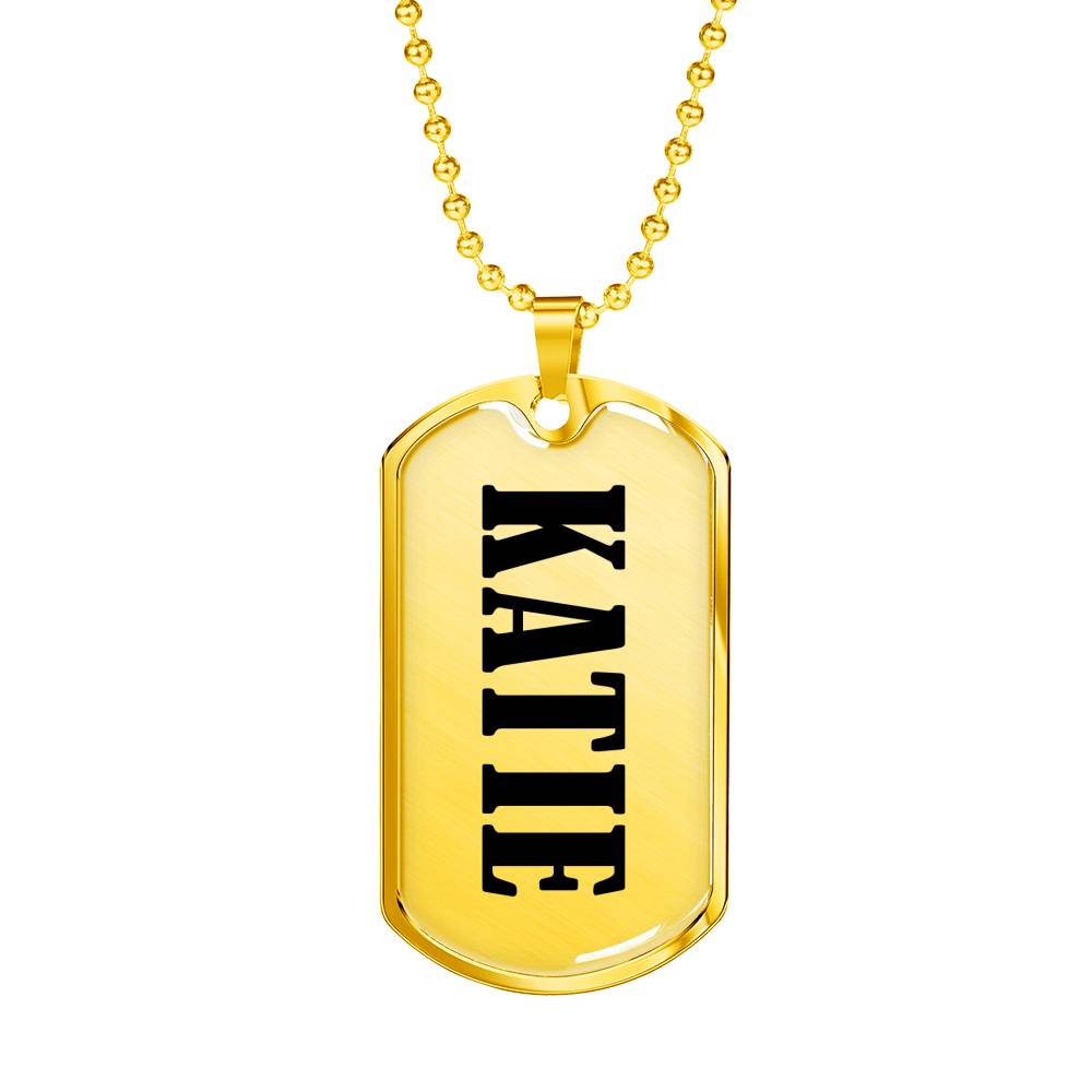 Katie v01 - 18k Gold Finished Luxury Dog Tag Necklace