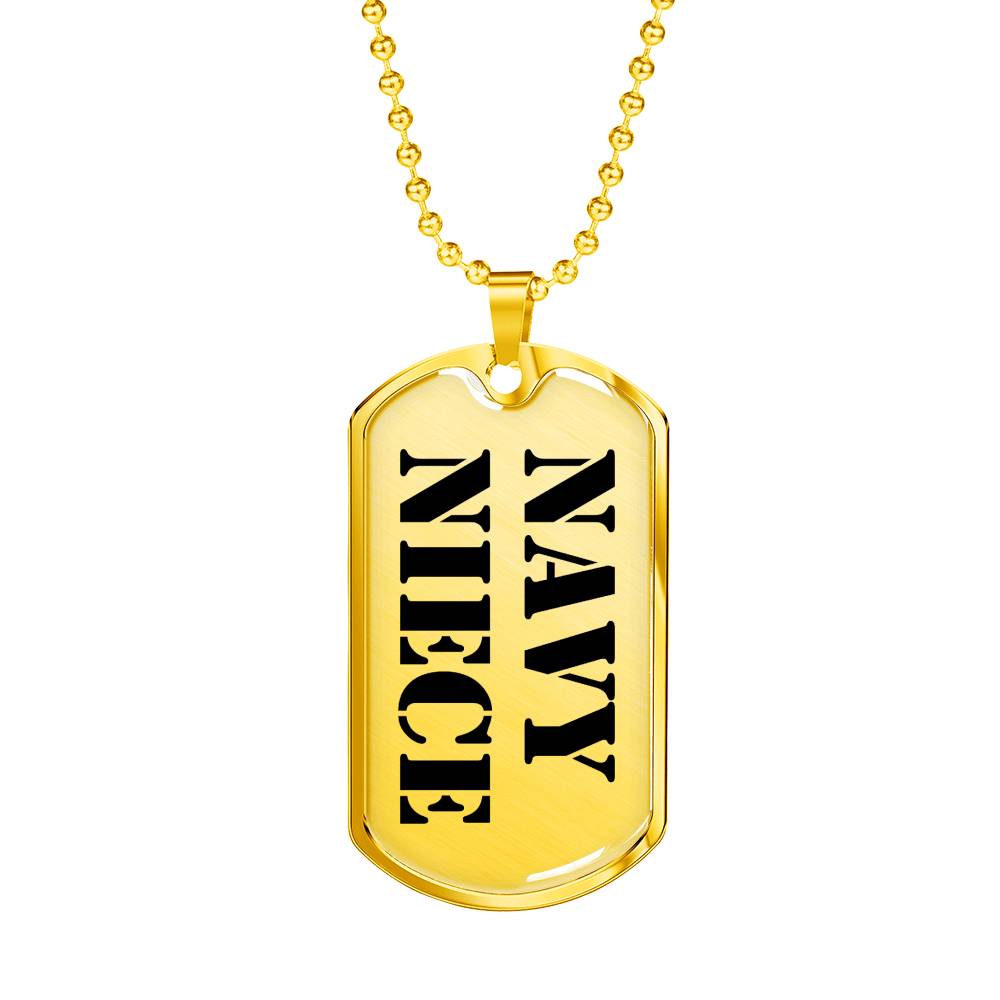 Navy Niece - 18k Gold Finished Luxury Dog Tag Necklace
