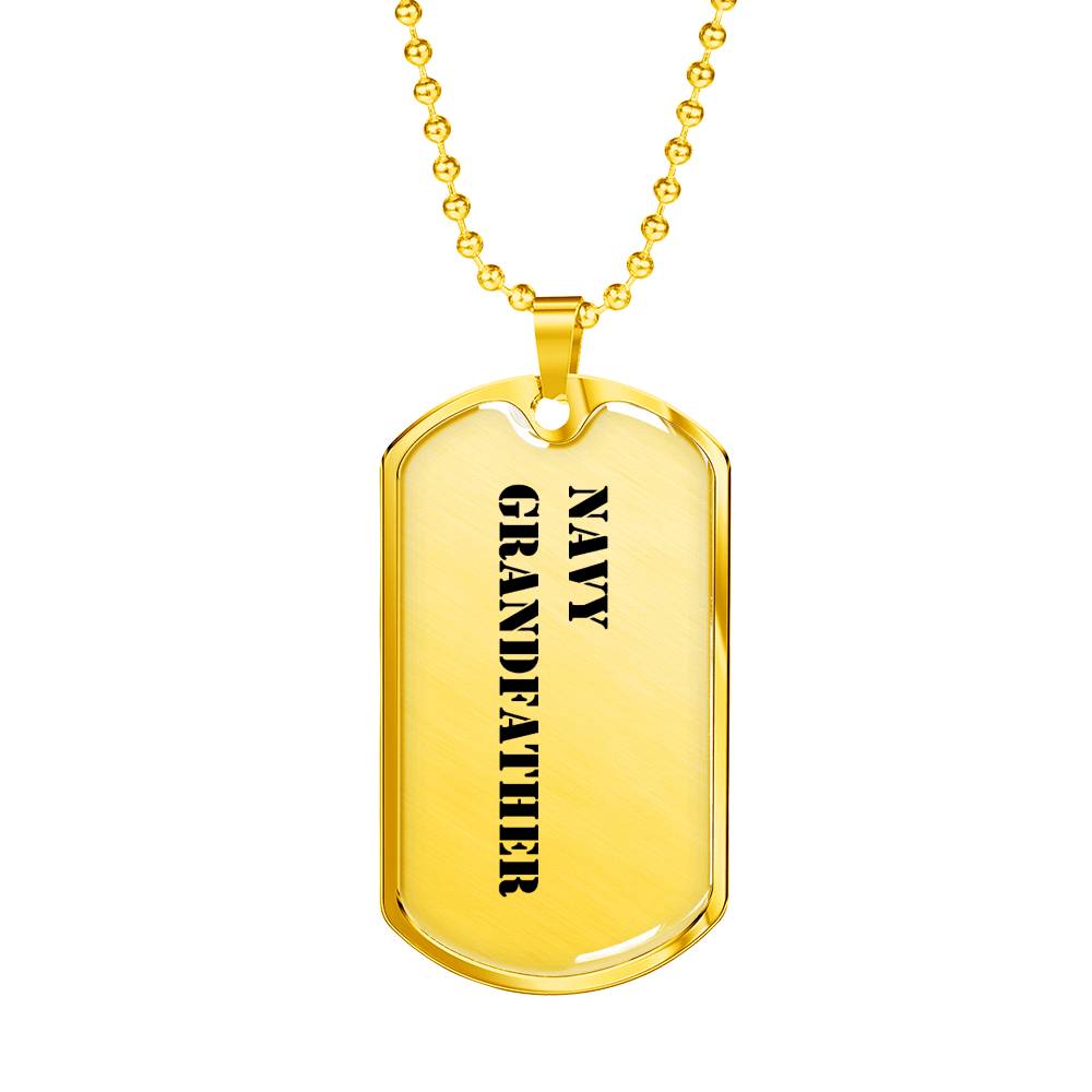 Navy Grandfather - 18k Gold Finished Luxury Dog Tag Necklace