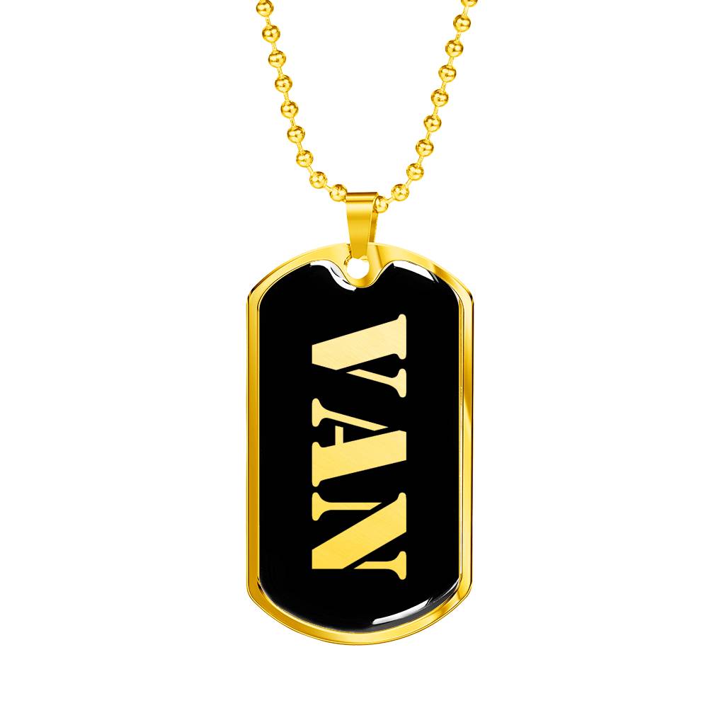 Van v2 - 18k Gold Finished Luxury Dog Tag Necklace