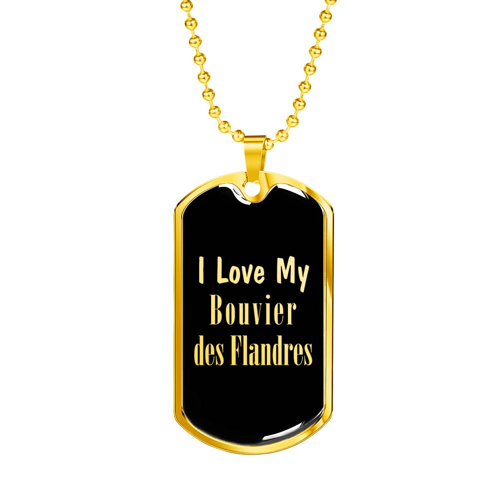 Love My Bouvier des Flandres v2 - 18k Gold Finished Luxury Dog Tag Necklace