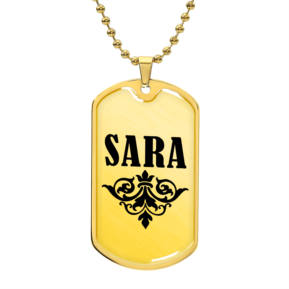 Sara v01a - 18k Gold Finished Luxury Dog Tag Necklace