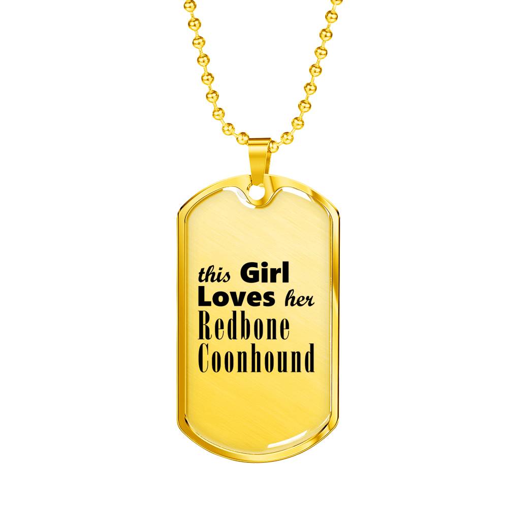Redbone Coonhound - 18k Gold Finished Luxury Dog Tag Necklace