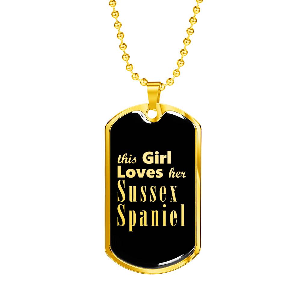 Sussex Spaniel v2 - 18k Gold Finished Luxury Dog Tag Necklace