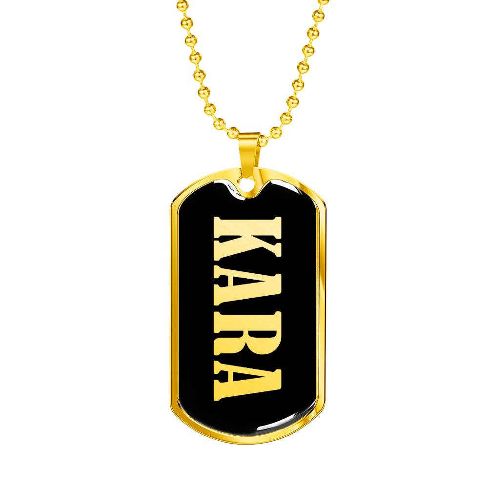Kara v02 - 18k Gold Finished Luxury Dog Tag Necklace