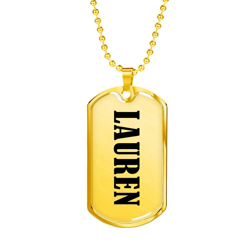 Lauren v01 - 18k Gold Finished Luxury Dog Tag Necklace