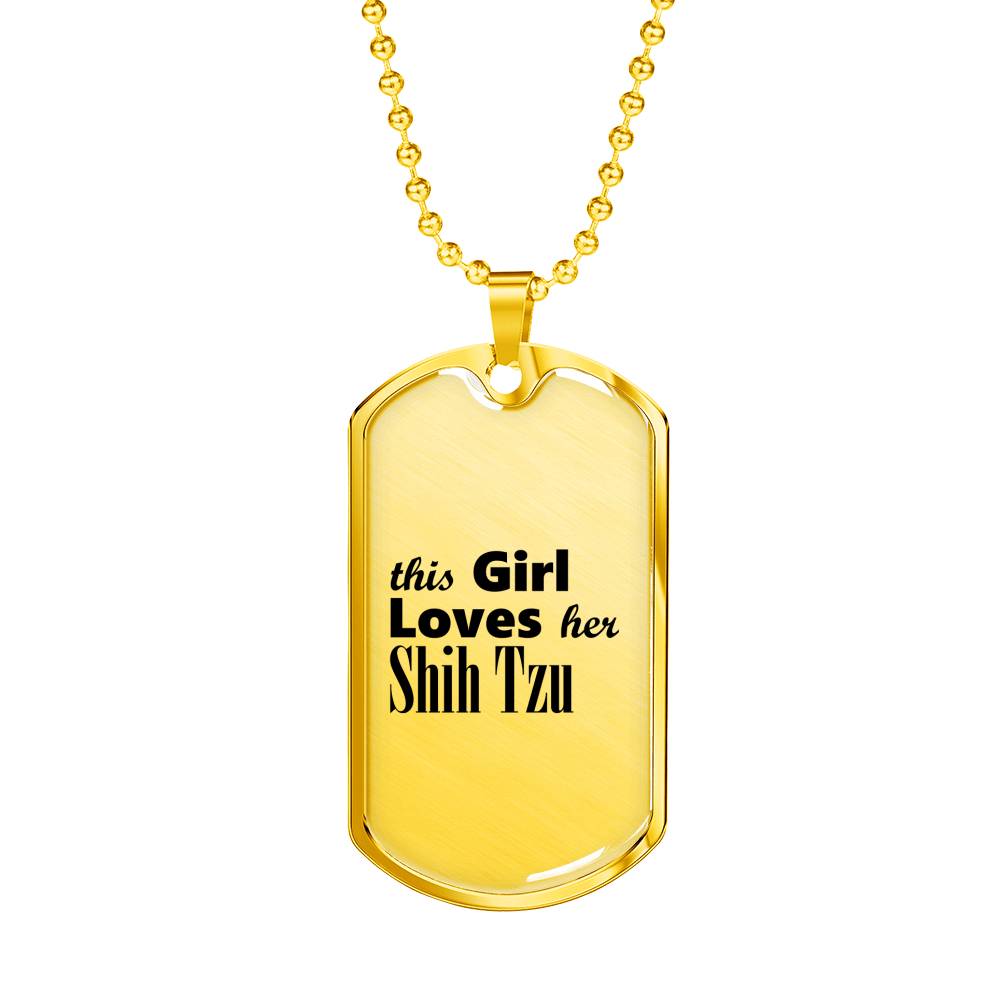 Shih Tzu - 18k Gold Finished Luxury Dog Tag Necklace