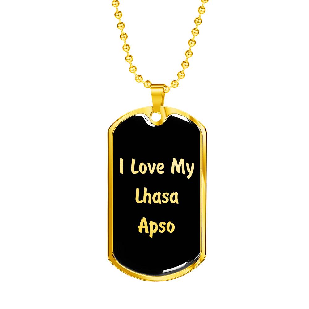 Love My Lhasa Apso v5 - 18k Gold Finished Luxury Dog Tag Necklace