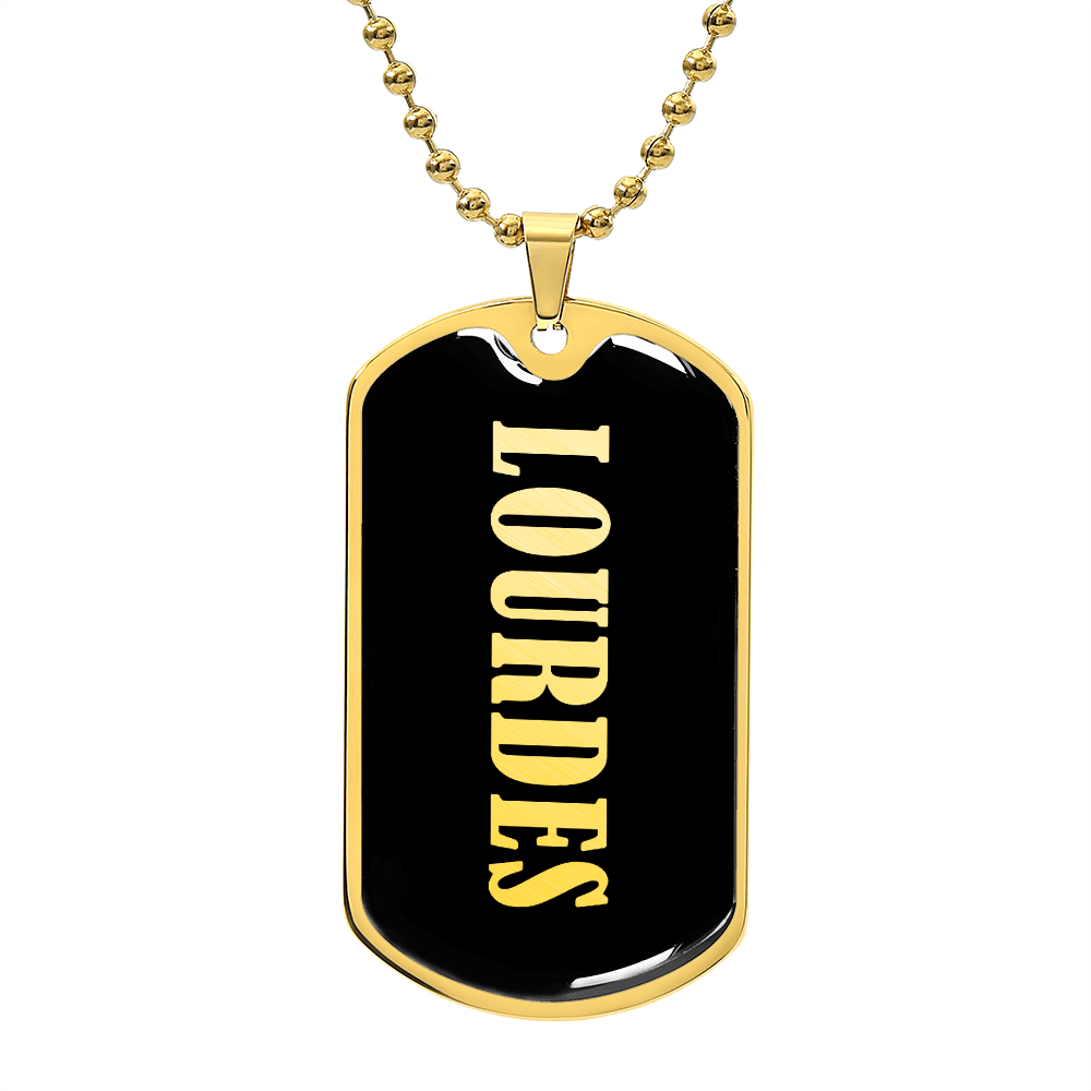 Lourdes v02 - 18k Gold Finished Luxury Dog Tag Necklace
