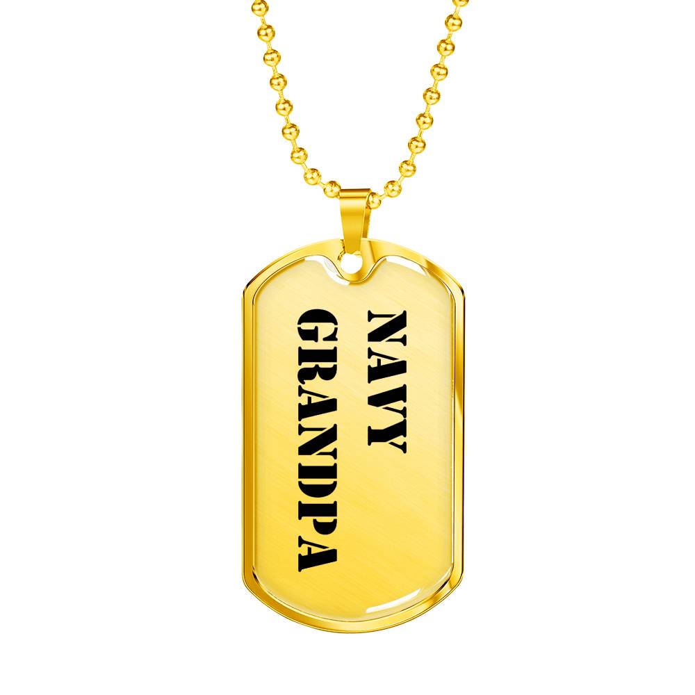 Navy Grandpa - 18k Gold Finished Luxury Dog Tag Necklace