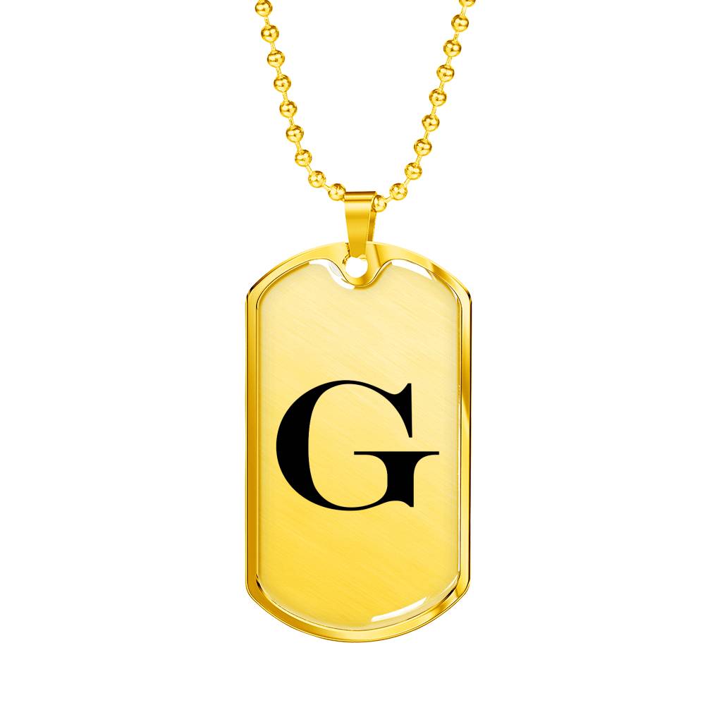 Initial G v1a - 18k Gold Finished Luxury Dog Tag Necklace