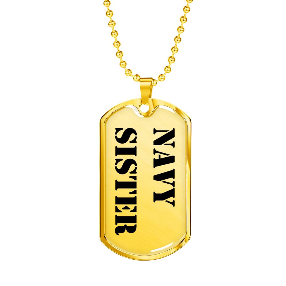 Navy Sister - 18k Gold Finished Luxury Dog Tag Necklace