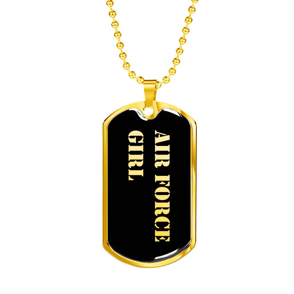 Air Force Girl v2 - 18k Gold Finished Luxury Dog Tag Necklace