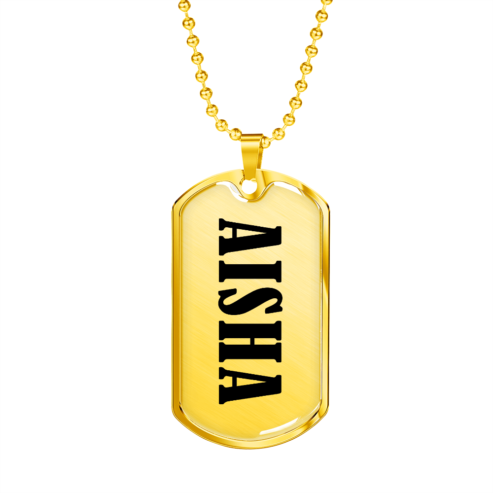 Aisha v01 - 18k Gold Finished Luxury Dog Tag Necklace