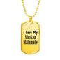 Love My Alaskan Malamute - 18k Gold Finished Luxury Dog Tag Necklace